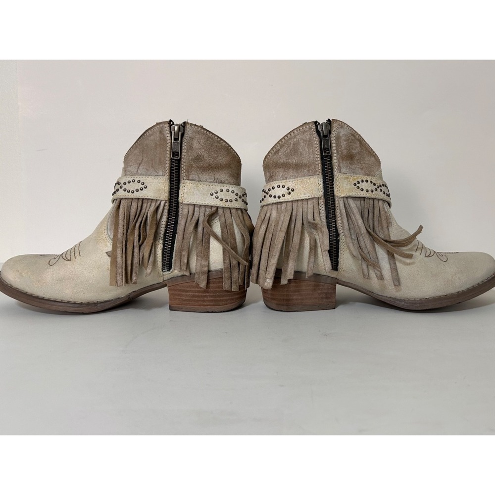Sterling River Boots Womens 7 M Leather Festival Fringe Western Ankle Distressed - Picture 7 of 10
